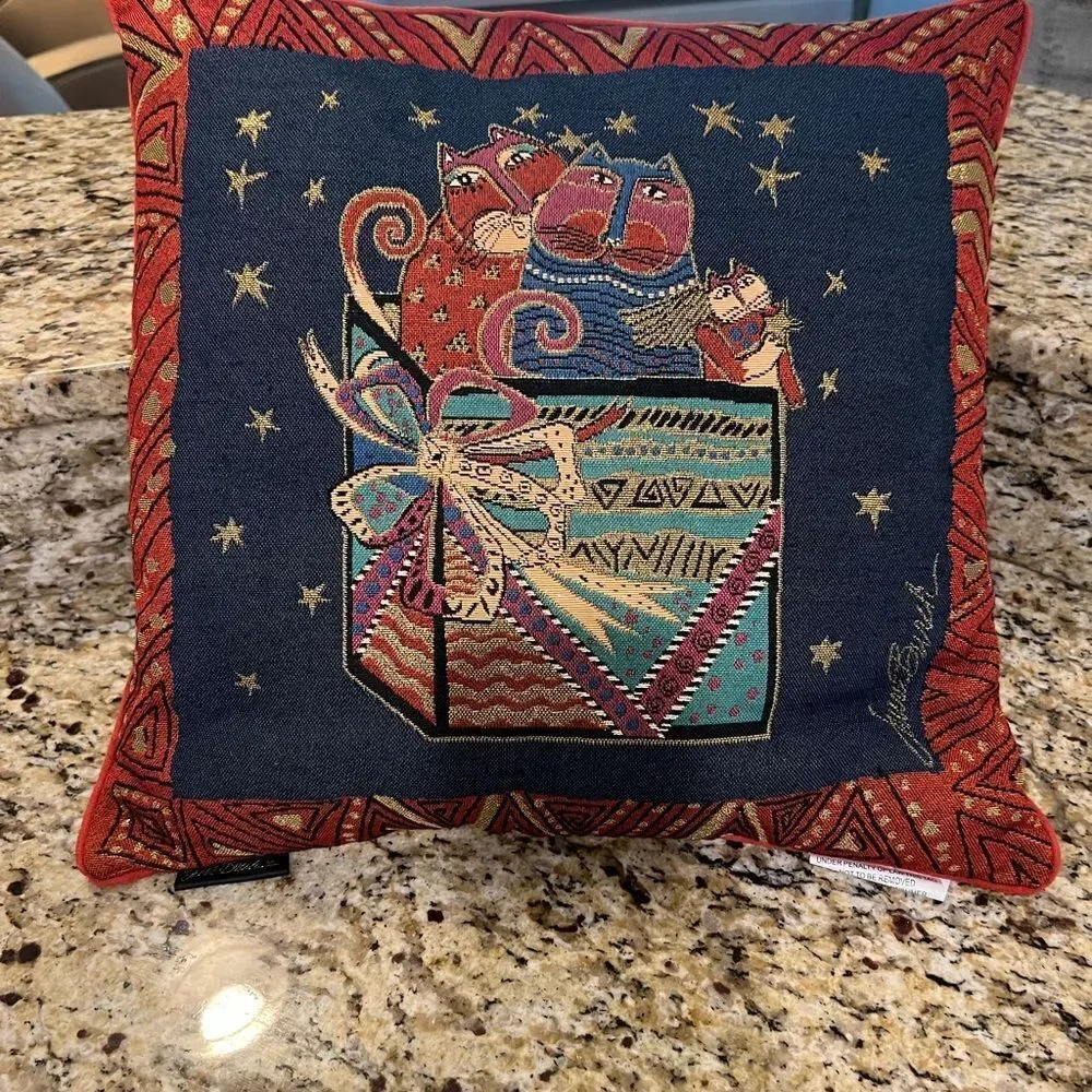 Laurel Burch cat accent pillow